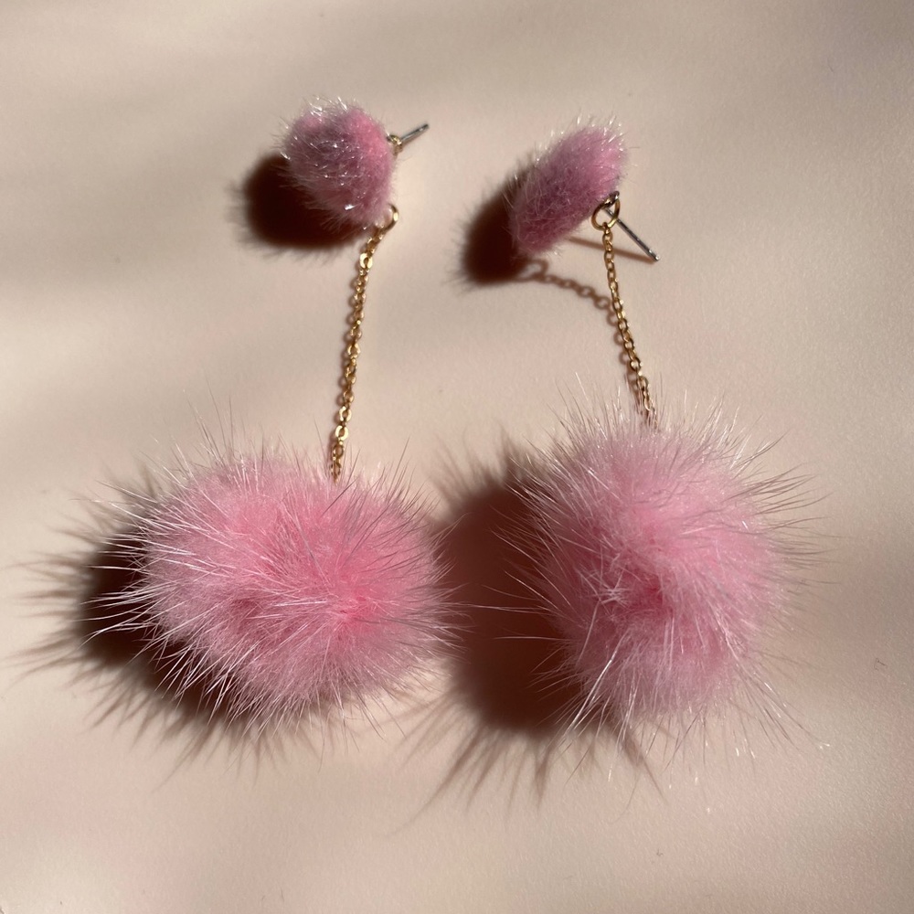 Pink fuzzy earrings